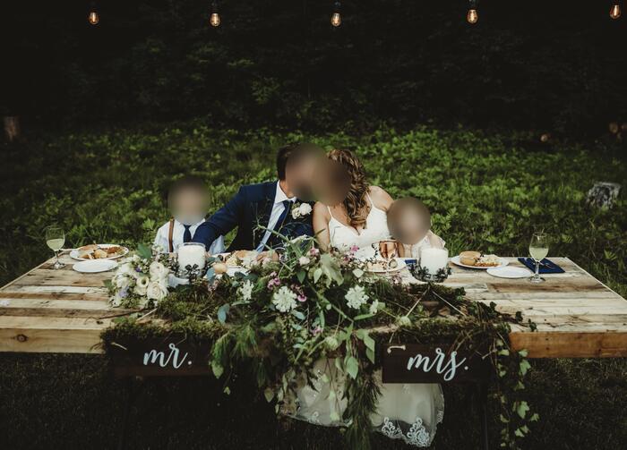 The sweetheart table, wedding at Edgetts Lodge, Luther Michigan