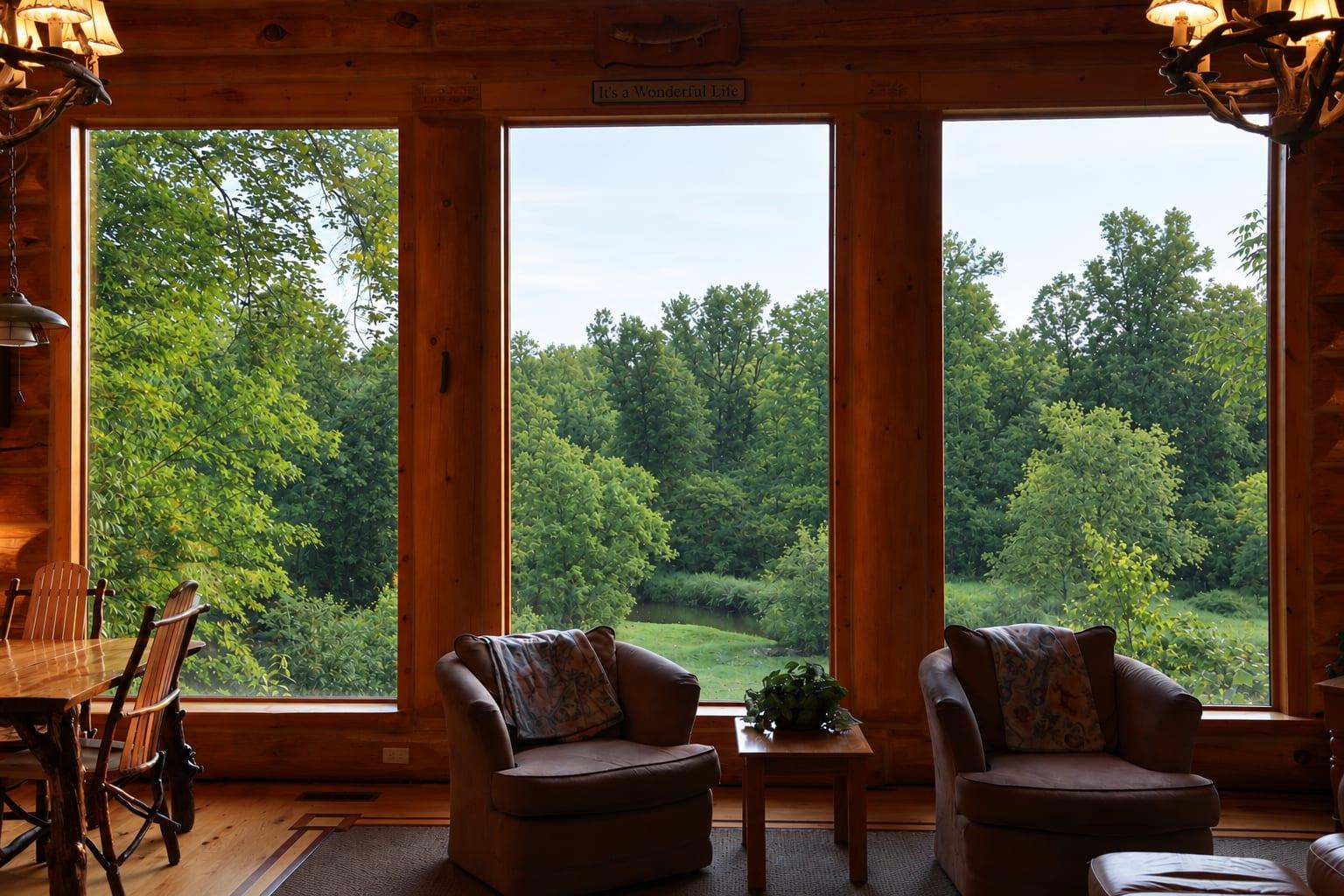 Edgetts Lodge, Luther Michigan, The river, from the couch