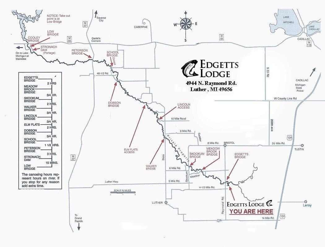 Map of the Pine River near Edgetts Lodge